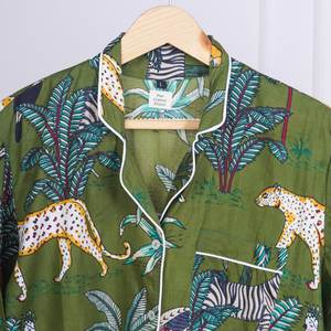 Conjunto de Pijama de Manga Larga con Estampado Floral y Rayas Verticales para Mujer, Hecho a Mano, de Algodón, para Descansar en Casa, de Secado Rápido, Elegante, para Primavera/Verano - Product Image 4