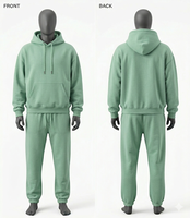 Ensemble de survêtement pour homme en molleton vert sauge, sweat-shirt oversize et pantalon de jogging, vêtements de sport