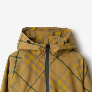 Veste en cuir jaune unisexe, col montant en toile, broderie logo sur le devant, fermeture éclair - Product Image 2