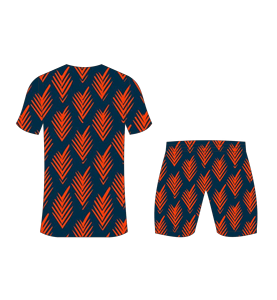 Custom sublimated soccer uniform set for men with dark blue and <b>red</b> chevron pattern print jersey and matching shorts - Product Image 6