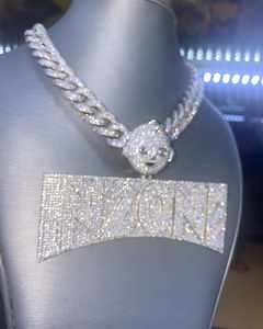 Collar con Colgante de Cruz de Moissanita de Lujo de 38 Quilates, Chapado en Oro Blanco VVS, Cadena de Estilo Hip Hop - Product Image 3