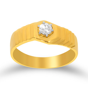Luxury <b>Men's</b> 18K Yellow Gold Plated Solitaire Diamond <b>Ring</b> Geometric Signet Style Wedding Engagement <b>Ring</b> <b>for</b> <b>Men</b> - Product Image 1