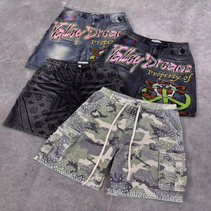 Shorts imprimés pour hommes Valley Dreams, taille mi-haute, style streetwear, broderie de dessins animés, en toile respirante, type Bermuda - Product Image 1