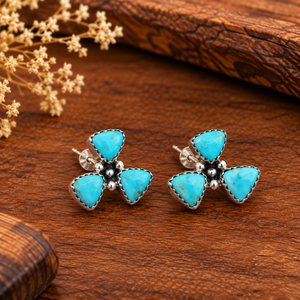 Pendientes de Turquesa Kingman en Forma de Trillón, Pendientes de Racimo de Piedras Preciosas, Joyería Hecha a Mano para MUJER - Product Image 2