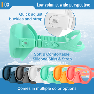 Máscara de Buceo sin Marco 2026, Equipo de Snorkel de Bajo Volumen, Silicona Mate, Múltiples Colores, Logotipo Personalizado, OEM, ODM, Venta al Por Mayor - Product Image 4