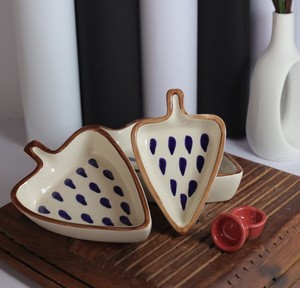 Pottery Contemporary Shiny Glazed Durable Serving Tray <b>Ceramic</b> Leaf <b>Plates</b> Set Handcrafted Eco-Friendly Dishwasher - Product Image 4