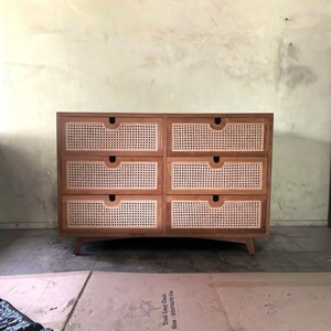 Rattan Teak Sideboard <b>Cabinet</b> Contract Hotel <b>Bedroom</b> <b>Storage</b> Credenza Commercial Wooden Furniture Project Indonesia Supplier - Product Image 4