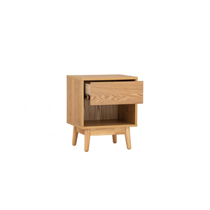 Table de chevet en teck de haute qualité avec 1 tiroir et finition couleur naturelle pour chambre à coucher, usage intérieur. - Product Image 3