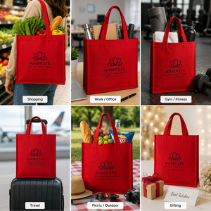 Sac fourre-tout en jute rouge écologique avec poignée en corde, logo personnalisé, réutilisable, pour mariage, plage, promotionnel, shopping, vente en gros - Product Image 5