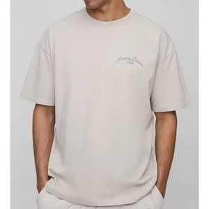 Camiseta oversize para hombre, corte holgado, hombros caídos, algodón grueso, estilo casual urbano, camiseta con logo personalizado - Product Image 1