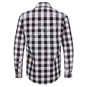 Costume d'Oktoberfest pour adultes, tenue traditionnelle bavaroise pour le festival de la bière allemande, chemise à carreaux noir et blanc 100% coton, costume de fête - Product Image 5