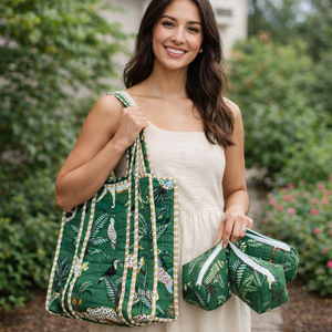 Aesthetic Canvas Tote <b>Bag</b> Quilted <b>Boho</b> Style Reusable Eco Friendly Vintage Style Handmade Sustainable Shoulder Strap - Product Image 1