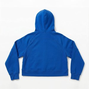 Sudadera con Capucha Azul para Mujer, con Cierre, Personalizable con Logotipo, de Longitud Corta, Color Sólido, Tejido de Algodón, para Otoño e Invierno, Gran Venta - Product Image 2