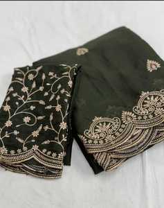Designer Elegant <b>Saree</b> Crafted In Star Georgette Featuring All Over Embroidery Work Paired With A Matching Embroidered Blouse - Product Image 4