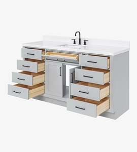 Meuble-lavabo de salle de bain personnalisé Timothy 66 pouces, meuble simple avec lavabo, seulement 5 options de finition, directement de l'usine au Vietnam - Product Image 4