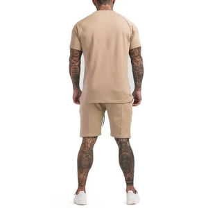 Nouvel Arrivage Ensemble Deux Pièces Homme Coupe Slim Décontracté Streetwear Été Printemps T-shirts Col Rond et Shorts à Cordon Survêtement - Product Image 6