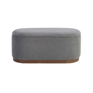 Panca contenitore sollevabile in tessuto di velluto a coste grigio con seduta imbottita in schiuma per arredamento soggiorno - Product Image 2