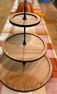 Élégante vitrine alimentaire en bois, pièce décorative de service, accessoire minimaliste pour boulangerie, support à dessert rustique en bois - Product Image 3