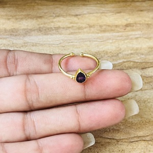 Hot Selling Amethyst Boho <b>Ring</b> 18k Gold Plated Brass <b>Ring</b> Minimalist Adjustable <b>Statement</b> <b>Ring</b> Womens Dainty <b>Ring</b> For Wholesale - Product Image 2