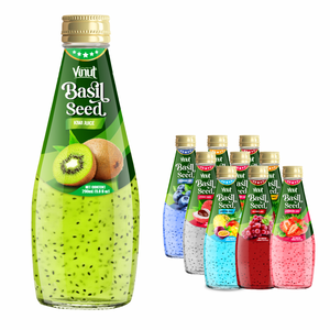 Kiwi Basil Seed Fruit Drink Chia Seeds Fresh-Squeezed Natural 290ml PET Bottle Sugar-Free for Private Label Low MOQ Wholesale - Product Image 1