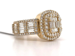 <b>Iced</b> Out 925 Sterling Silver Rhodium Plated Baguette Cut Cluster Hip Hop Engagement <b>Ring</b> Custom Luxury for Anniversary Gift - Product Image 2