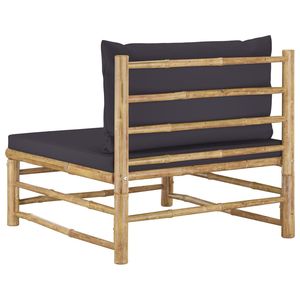 Canapé de jardin modulaire moyen en bambou gris foncé et polyester - Product Image 5