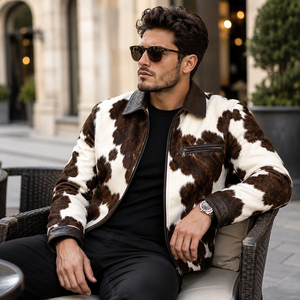 2026 Custom Cow Skin Button Bomber <b>Jacket</b> Tan White Premium Biker Style Vintage Slim Fit <b>Summer</b> Motorcycle Windproof <b>Men</b> - Product Image 3