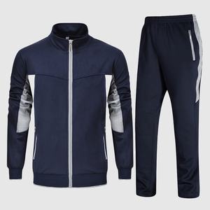 Survêtements de jogging athlétiques décontractés pour hommes 2 pièces Full Zip Sweatsuit Solid Pattern Warm-Up Sweats pour le printemps - Product Image 6