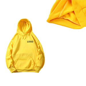Long-sleeved Loose-fit Version Solid Colored Hoodies with Printing and Embroidery