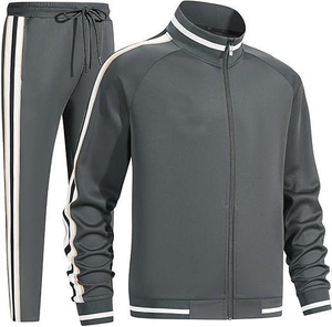 Conjunto Deportivo de Otoño para Hombre, Color Sólido, Cierre Frontal con Cremallera, Diseño Deportivo, Largo Completo, Transpirable, Poliéster, Corte Regular, con Bolsillos Laterales - Product Image 4