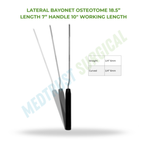Osteotome à baïonnette latérale 18,5 pouces, instrument de chirurgie neuro-spineuse pour ostéotomie et coupe osseuse de la colonne vertébrale - Product Image 2