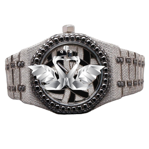 Luxury Black Diamond Iced Out Moissanite Watch for Men, Skeleton Dial, Full Pave Bracelet, Custom Hip Hop Jewelry Wristwatch - Product Image 1