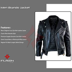 Chaquetas de Cuero Brando Hechas a Medida para Hombre, Chaqueta de Motociclista Elegante de Cuero Napa Auténtico de la Colección Alex Men's Wear Ambassador - Product Image 3