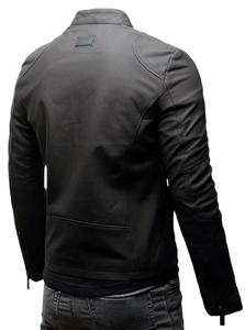 OEM Customized Design Motorbike Cow Skin Jacket Men's Winter <b>Stand</b> Collar Breathable Customized Logo Color Wholesale ODM Service - Product Image 3