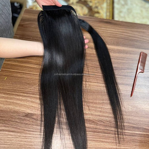 Queue de cheval lisse en cheveux humains, extensions de cheveux vierges vietnamiens, produits capillaires naturels, queue de cheval à enrouler, ne s'emmêle jamais, qualité supérieure - Product Image 3