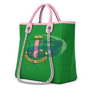 Bolsa de Lona Resistente Verde y Rosa de Alpha Kapa Alpha Sorority, con Correa de Cadena, Gran Capacidad, Alta Calidad, Estilo AKA - Product Image 2