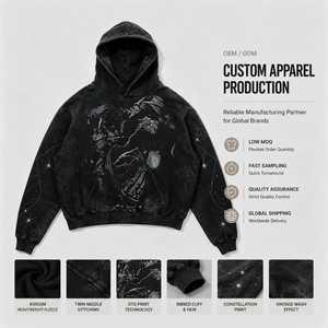 Servicio OEM al por mayor, logotipo personalizado, sudadera con capucha extragrande de algodón 100% de 500 g para invierno, con hombros caídos y bolsillo canguro. - Product Image 1