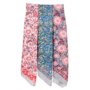 Bandana carrée grande taille 100 cm en coton fait main style bohème, imprimée au bloc, écologique, unisexe, pour l'été, cache-visage - Product Image 5
