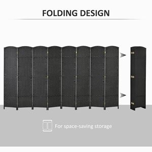 8-Panel 5.6 Ft Tall Black Freestanding Privacy <b>Screen</b> Handcrafted <b>Folding</b> Room Divider Partition for Home Office Art Style - Product Image 5