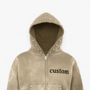 Glory Custom Washed High Quality Printing Zip Up Hoodie 100% Cotton Soft Breathable Fabric For Unisex Street Wear - Product Image 4