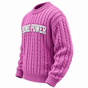 <b>Men's</b> Cable Knit Jumper with Ribbed Trims and Raised Chest Text Design Wholesale Fashion Knitwear Factory Direct Supplier - Product Image 3