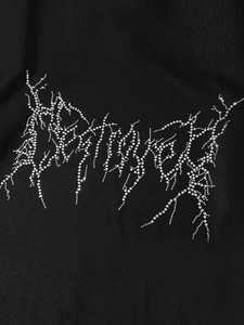 Oversized <b>Black</b> Hoodie <b>Men's</b> Y2K Streetwear Rhinestone Lightning Graphic <b>Sweatshirt</b> Wholesale Manufacturer - Product Image 3