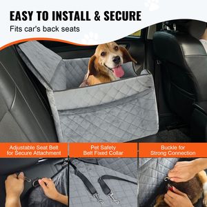 Siège auto pour chien avec poche de rangement, laisse de sécurité, rembourrage en éponge, transporteur et produit de voyage pour animaux de compagnie pour les déplacements en voiture - Product Image 4