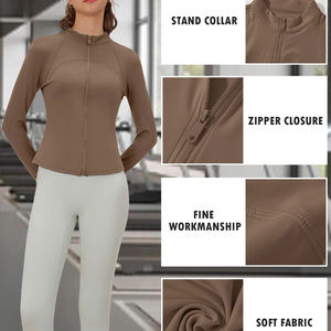 Chaqueta de Yoga para Mujer, Ropa Deportiva para Fitness y Running, Chaqueta de Yoga Adelgazante de Manga Larga con Cierre, Logotipo Personalizado, Impresión Digital - Product Image 4