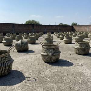 Autres paniers de rangement en jonc de mer naturel tressé à la main avec poignées, écologiques, pour l'organisation et la décoration de la maison, couleur personnalisable - Product Image 6