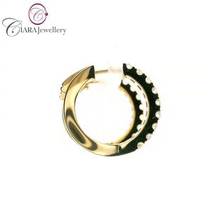 ต่างหูห่วงตกแต่งเพชรธรรมชาติแท้สีขาว/เหลืองทอง AU750คลาสสิก18K - Product Image 4