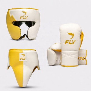 Latest Fly <b>Model</b> Yellow White Customized Boxing Sparring <b>Kit</b> For Training Boxing Gloves - Headgear - Groin Guard - Kickboxing - Product Image 1