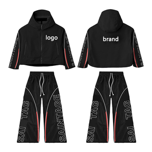 <b>Men's</b> Winter Hooded Nylon Sportswear Set <b>Soft</b> <b>Shell</b> Sports Pants Reflective Waterproof Zipper Windbreaker <b>Jacket</b> Custom Casual - Product Image 1