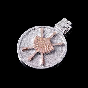 Pendentif ange en argent massif 925 plaqué or blanc, diamètre 2,5 pouces, serti de diamants Moissanite VVS, sur mesure, style hip-hop - Product Image 5