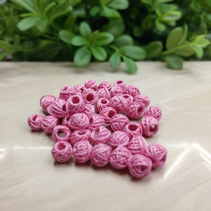 Light <b>Pink</b> Cotton Thread <b>Wrapped</b> Nested Beads 10-12mm Open Center for Jewelry Macrame Craft 200pcs Wholesale - Product Image 3